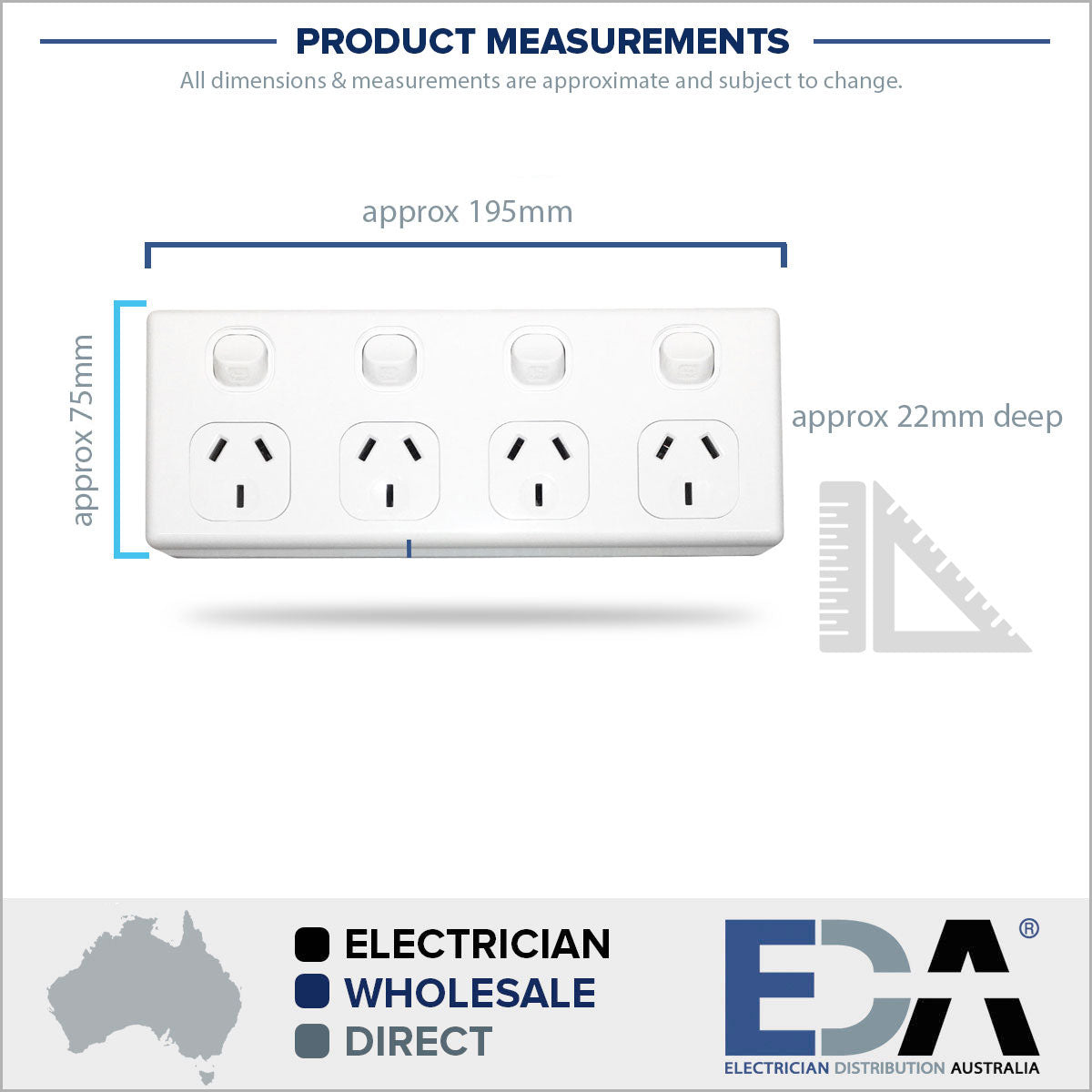 4 Gang GPO Power Point Quad Socket Outlet