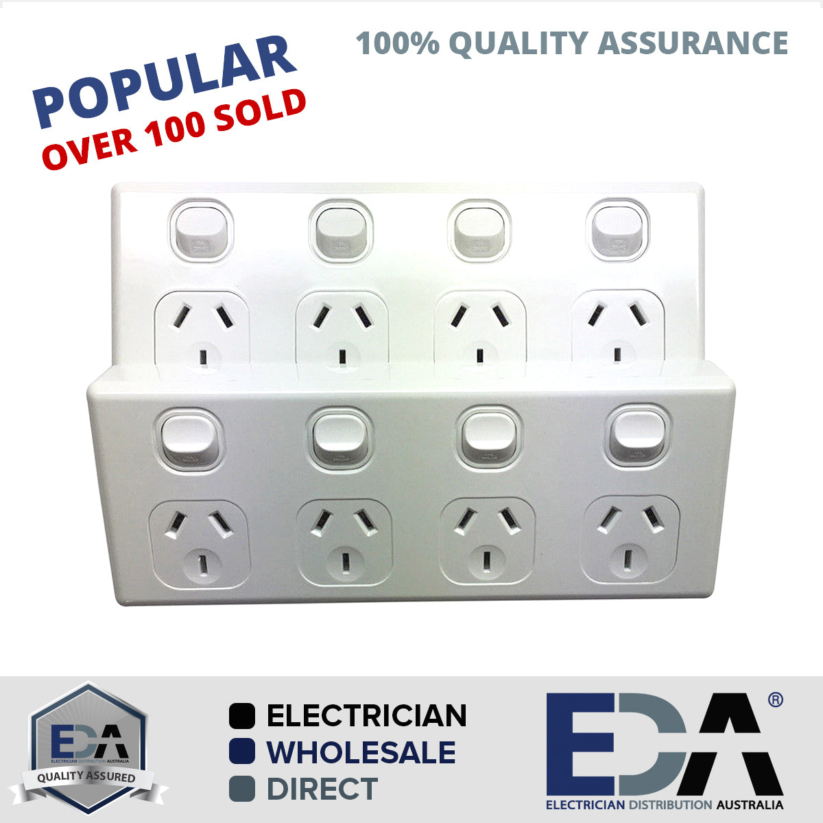 10 Amp Quad GPO x2 Pieces Power Point 4 Gang Electrical Socket 10A SAA