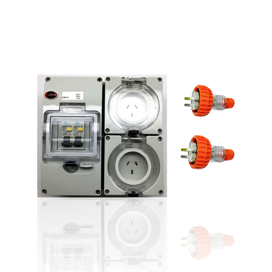 10 Amp RCD Safety Protected Outlet x2 With Two 10 Amp Plugs RCBO