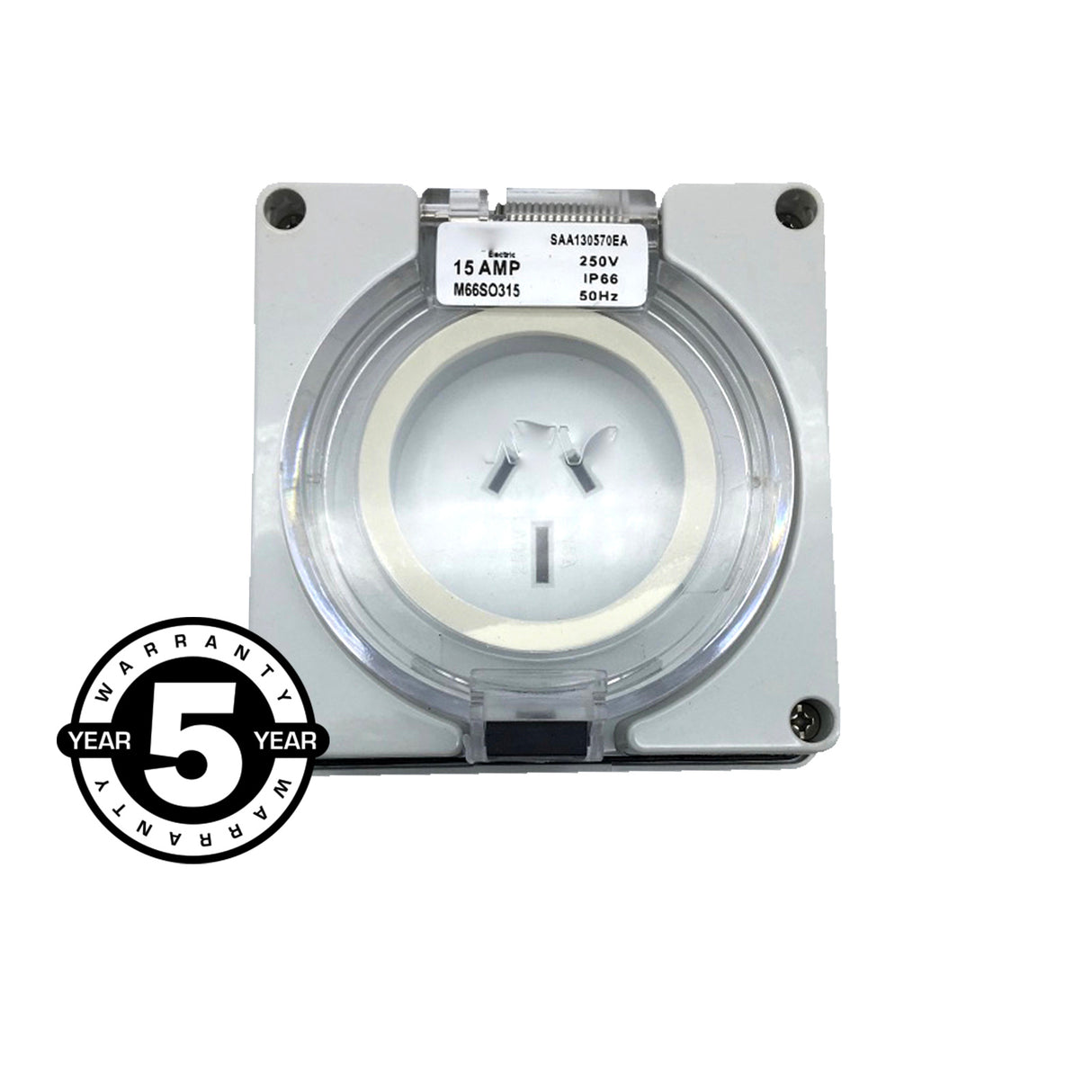 15 Amp 3 pin single phase Caravan Outlet Socket IP66 Weatherproof Industrial