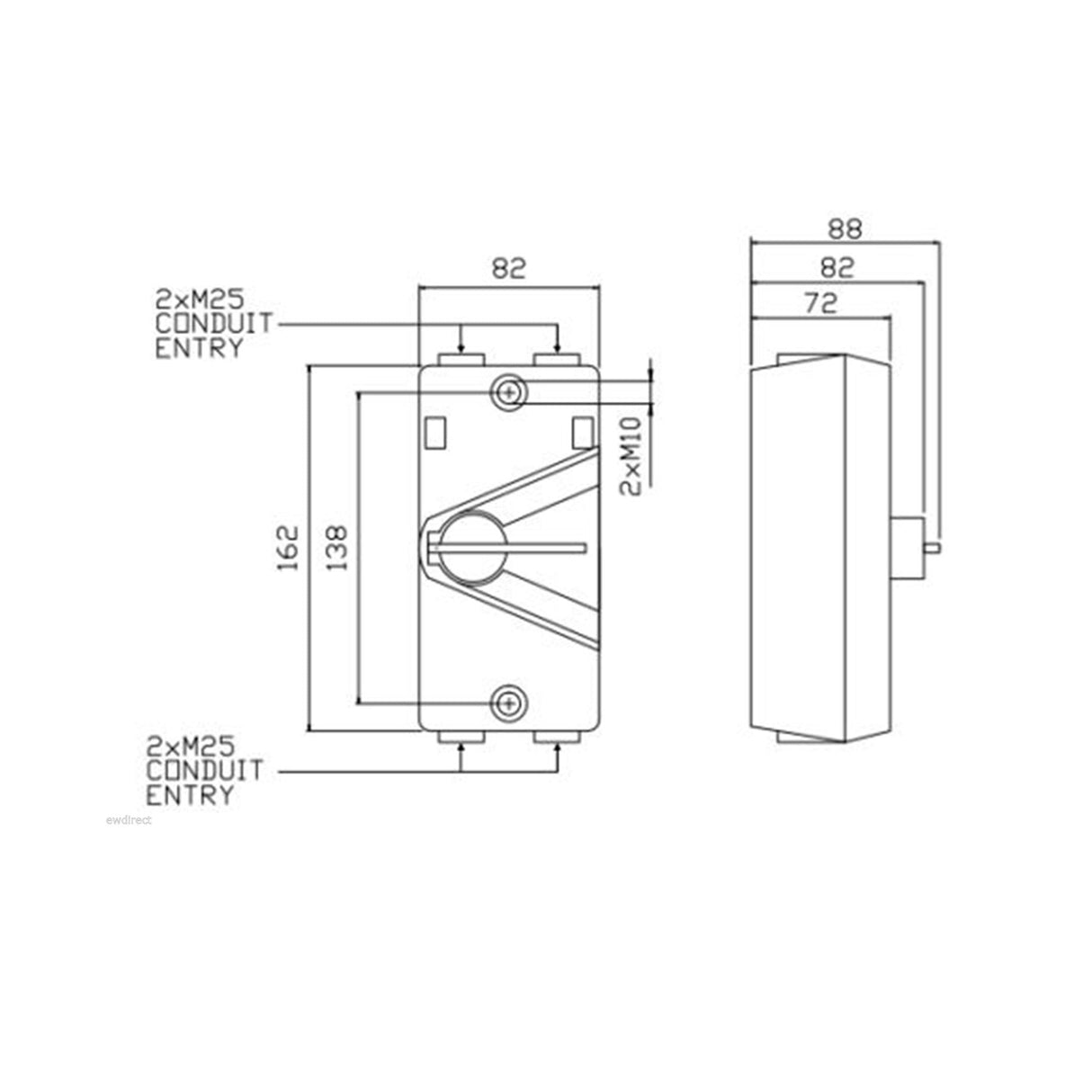 2 X 20 Amp 3 phase Switch Isolator IP66 Weatherproof Industrial Pole Only