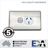 Slimline Single GPO Power Point Socket Outlet Brushed Aluminium Silver Cover