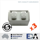 Water Proof Weatherproof External 3x Double Power Point GPO 10 Amp Socket DGPO