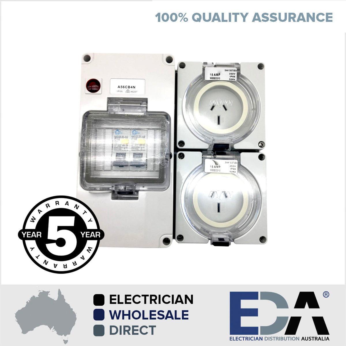 3 Pin Rcd 3 pin 2 x 15 Amp Socket RCD Combination Outlet 4 Pole Switchboard IP66 ...