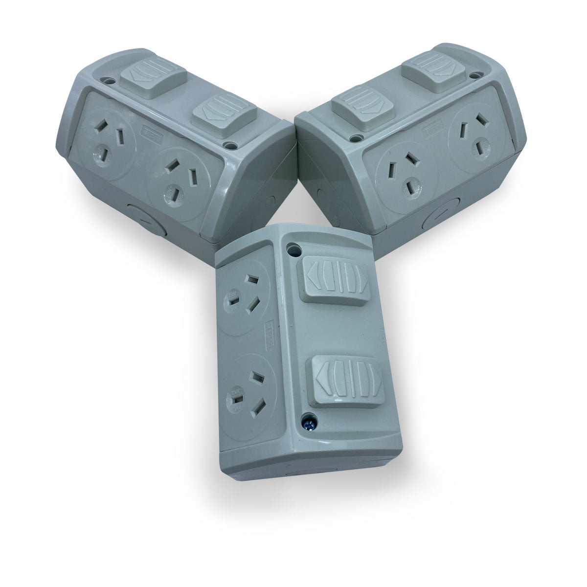 3x Weatherproof Double Power Point GPO 10 Amp Socket Waterproof 2 GPO External