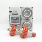 3 pin 2 x 15 Amp RCD Protected Outlet with Male Plug IP66 Outlet Industrial