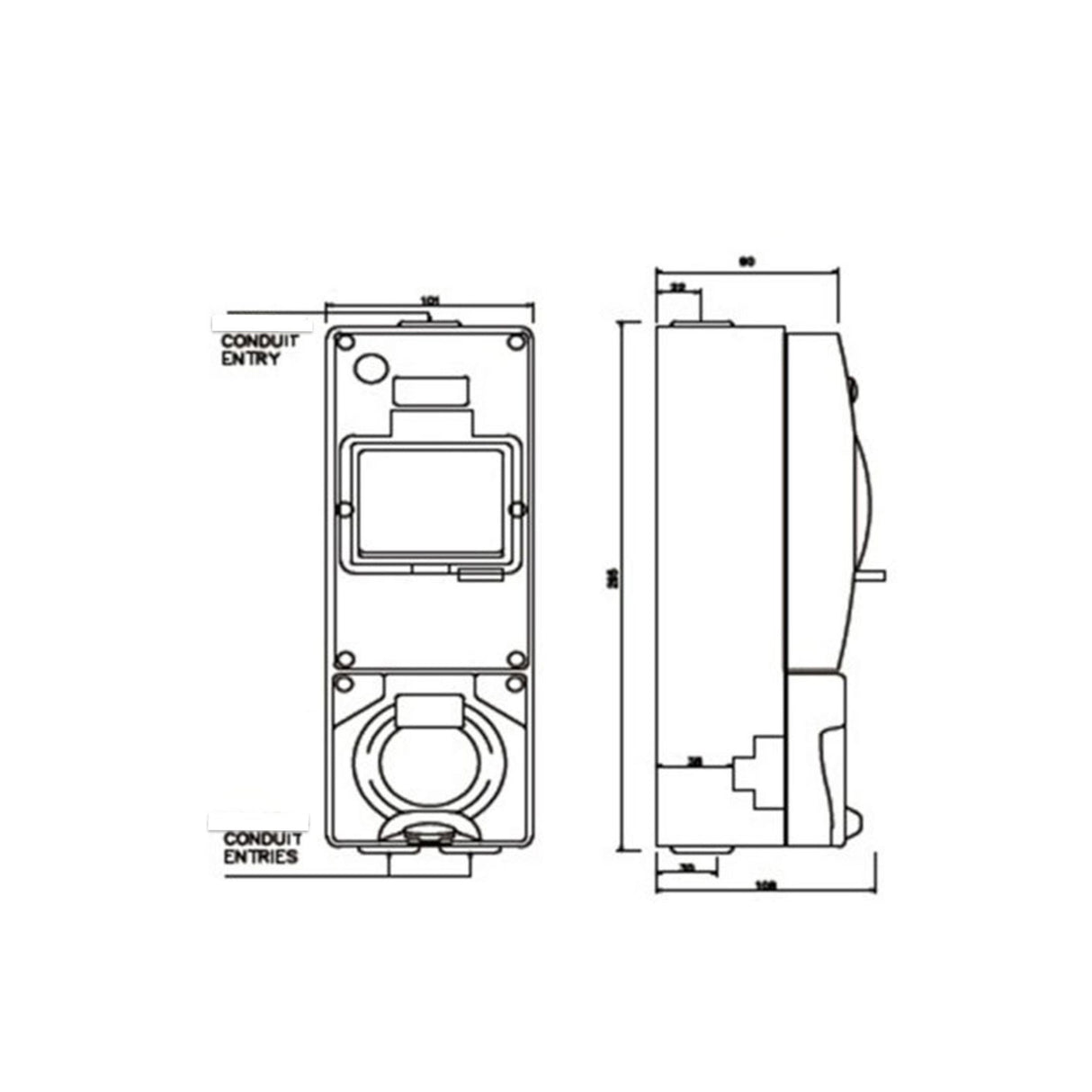 5 pin 20A Protected Combination Outlet IP66 Weatherproof Switchboard Caravan