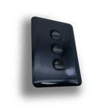 Black Gloss Three Gang Upmarket Light Switch Slim Wafer Slimline Electrical 3