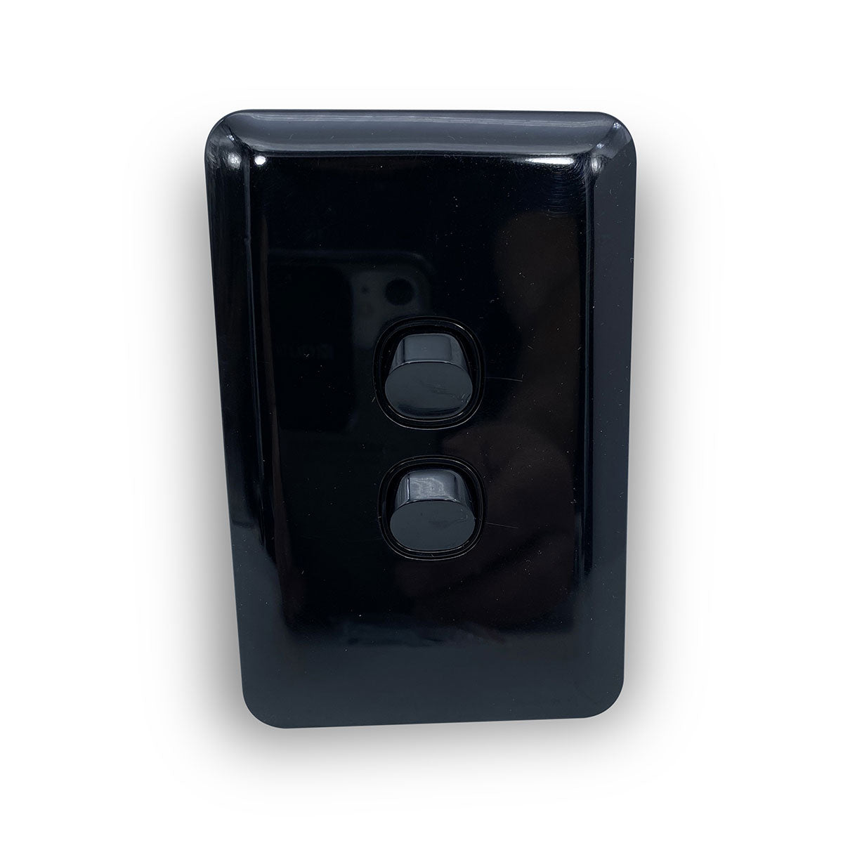 Black Gloss Two Gang Upmarket Light Switch Slim Wafer Slimline Electrical 2