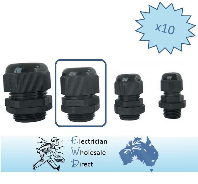 Bulk 10 x 25mm Cable Glands Nylon Electrical Gland