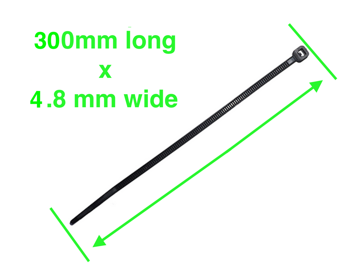 300mm Cable Ties SUPER HEAVY DUTY Bulk Zip Ties UV Stabilised 4.8mm Wide 55 +Kgs