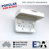 Weatherproof Double GPO LID Power Point DOUBLE POLE NEON IP65 EXTRA SAFE Socket