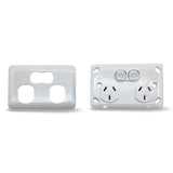 Double Pole White Double Power Point GPO Outlet Socket Wafer Slim Line