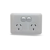 Double Pole White Double Power Point GPO Outlet Socket Wafer Slim Line