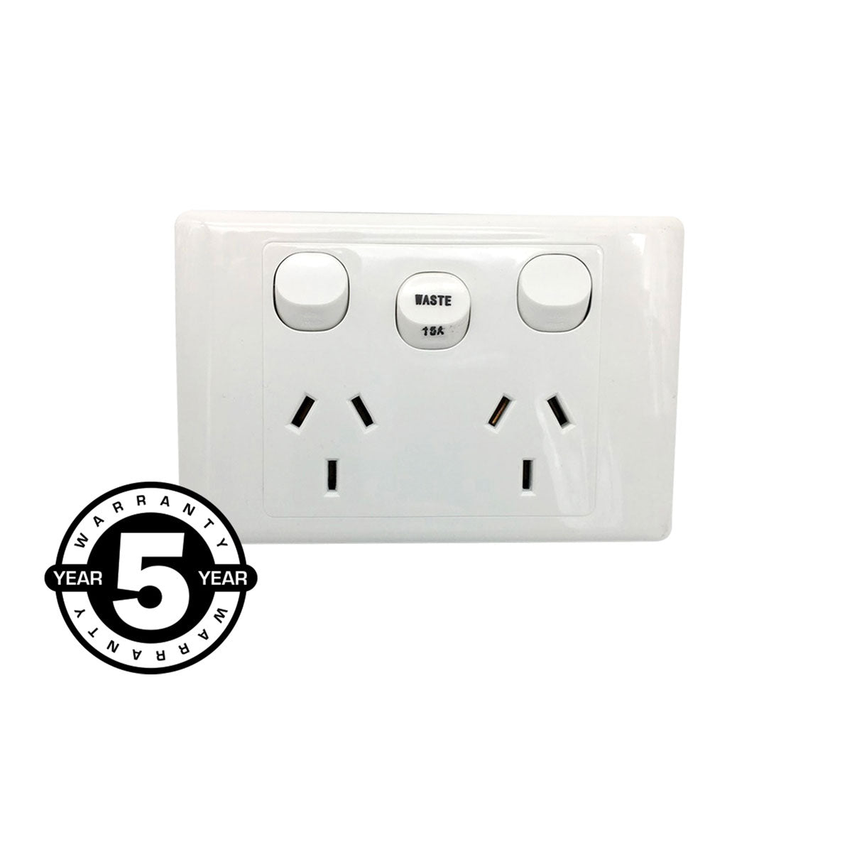 Double Power Point GPO Outlet with WASTE 15 AMP Extra Switch 2000 series