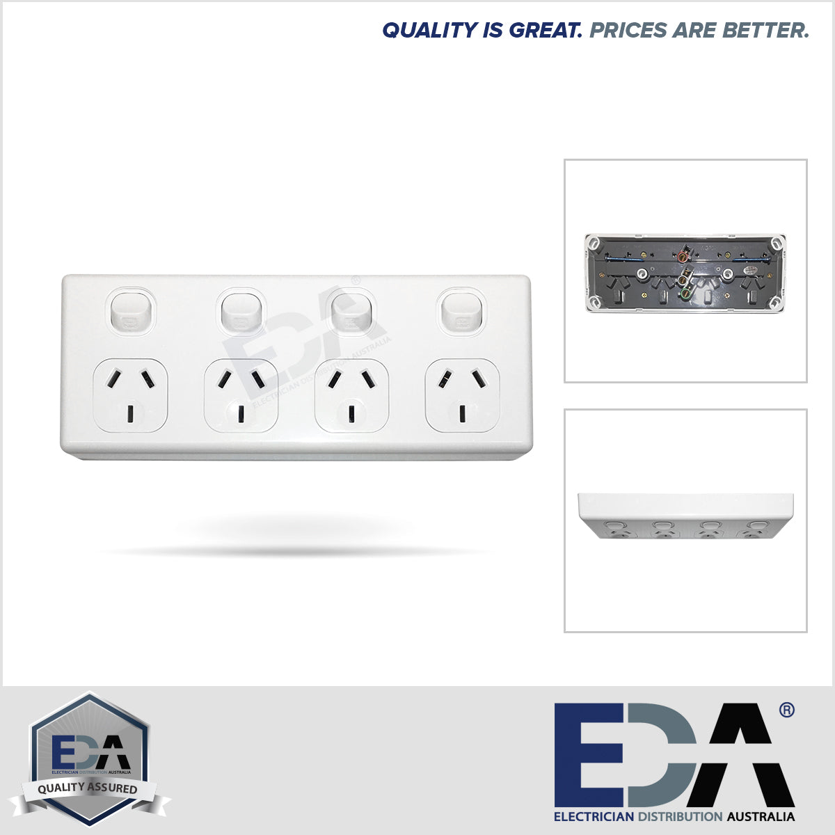 BULK BOX 5 X 4 Gang GPO Power Point Quad Socket Outlet 4 Way Double Power Point