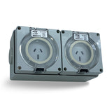 2 x 15 Amp 3 pin single phase Outlet Socket IP66 Weatherproof Industrial ONLY