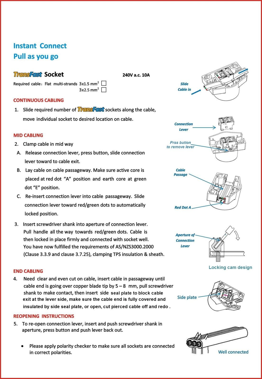 SURFACE SOCKET Plug Base Electrical Outlets for 2.5mm Cable