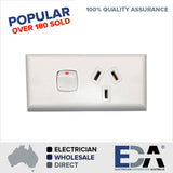 Skirting Single GPO Power Point For Generators White Narrow Switch Outlet