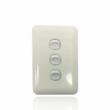 Slim Wafer 3 Gang Light Switch White Bakelight Slimline Electrical