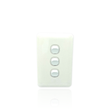 Slim Wafer 3 Gang Switch GPO White Bakelight Slimline Electrical