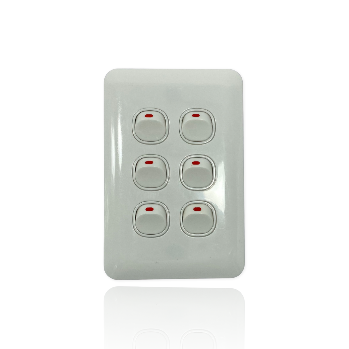 Slim Wafer 6 Gang Light Switch White Bakelight Slimline Electrical