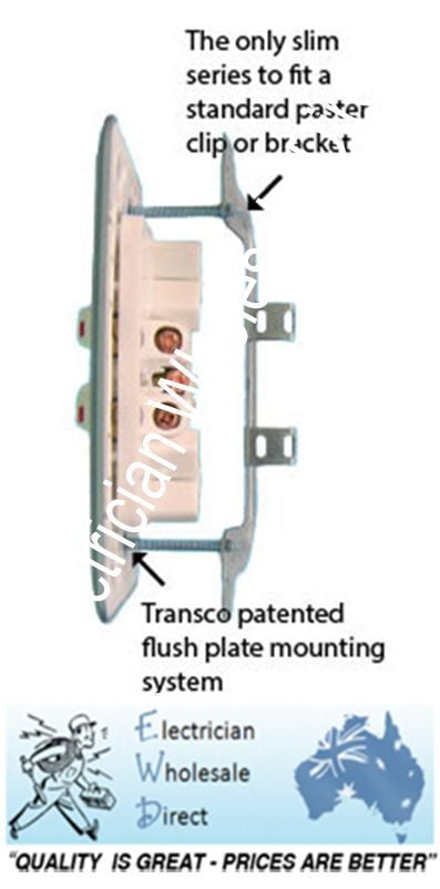 Slimline 15 AMP Double Power Point Wafer  Outlet Slim GPO White Electrical