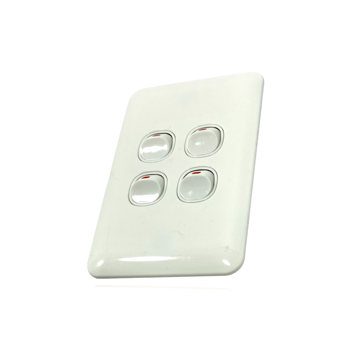 Slimline Wafer 4 Gang Switch Slim Outlet White AMP  Electrical