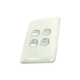 Slimline Wafer 4 Gang Switch Slim Outlet White AMP  Electrical