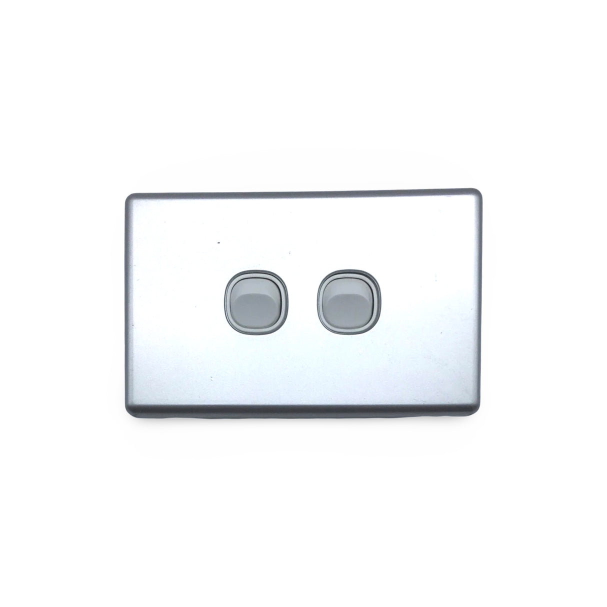 Slim Double GPO Outlet Light Switch Plate Silver Cover Metal Stainless Steel