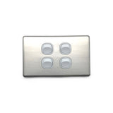 Slim Double GPO Outlet Light Switch Plate Silver Cover Metal Stainless Steel