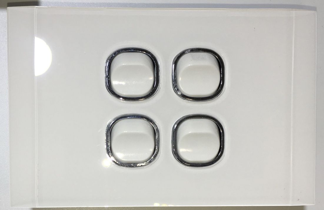 Saturn Double Power Point Switch Glass Clipsal Smilar Crystal GPO Slim Line White