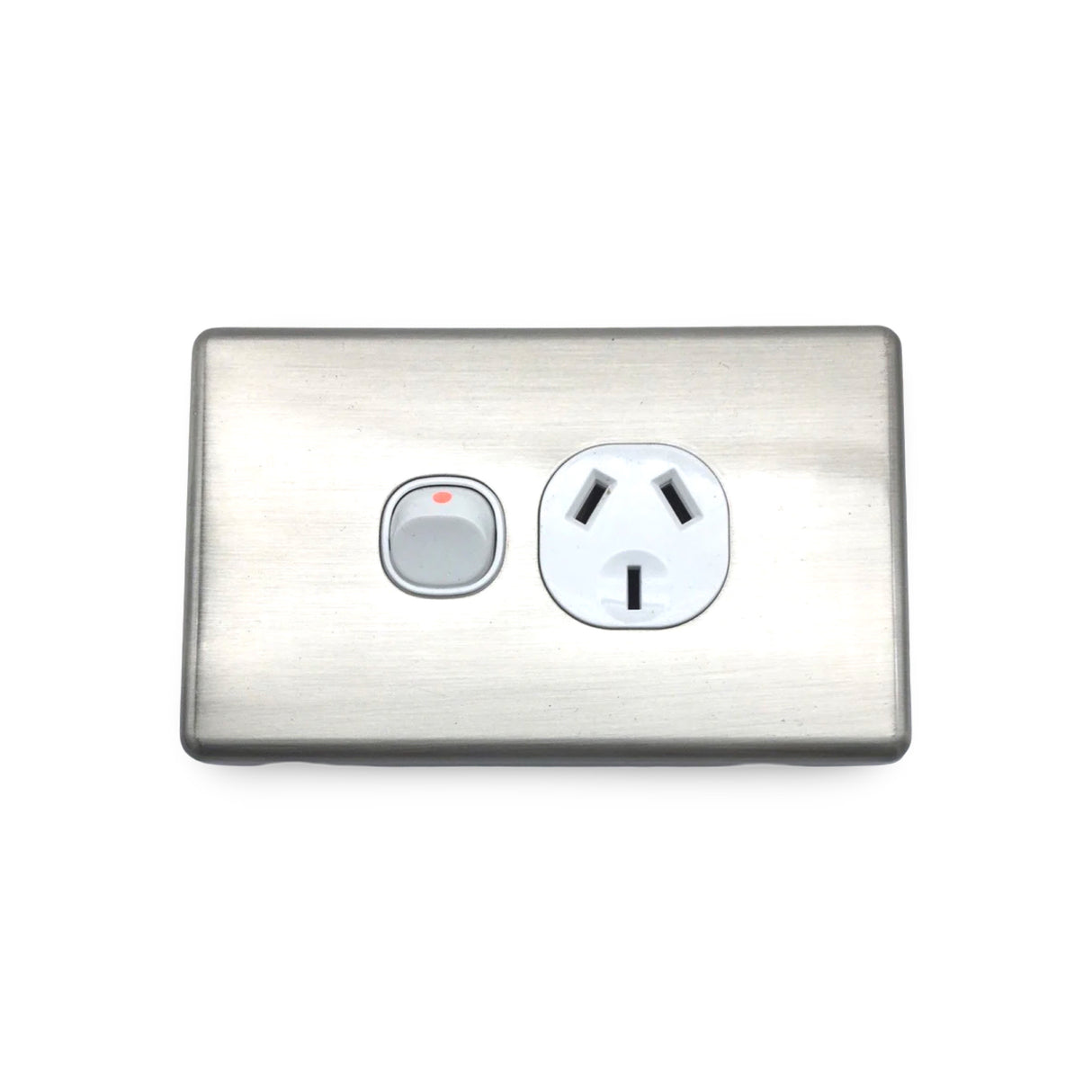 Slim Double GPO Outlet Light Switch Plate Silver Cover Metal Stainless Steel