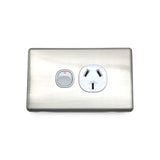 Slim Double GPO Outlet Light Switch Plate Silver Cover Metal Stainless Steel