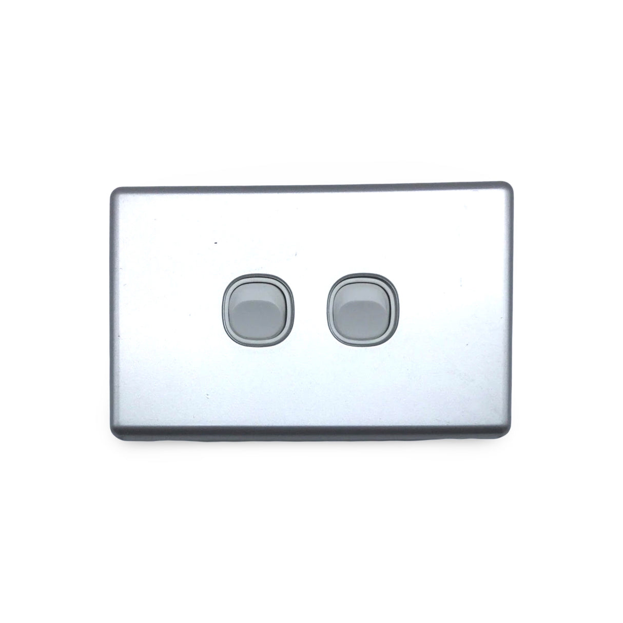 SLIM 2 Gang Switch Brushed Aluminium Silver Outlet MEATL Two Slimline