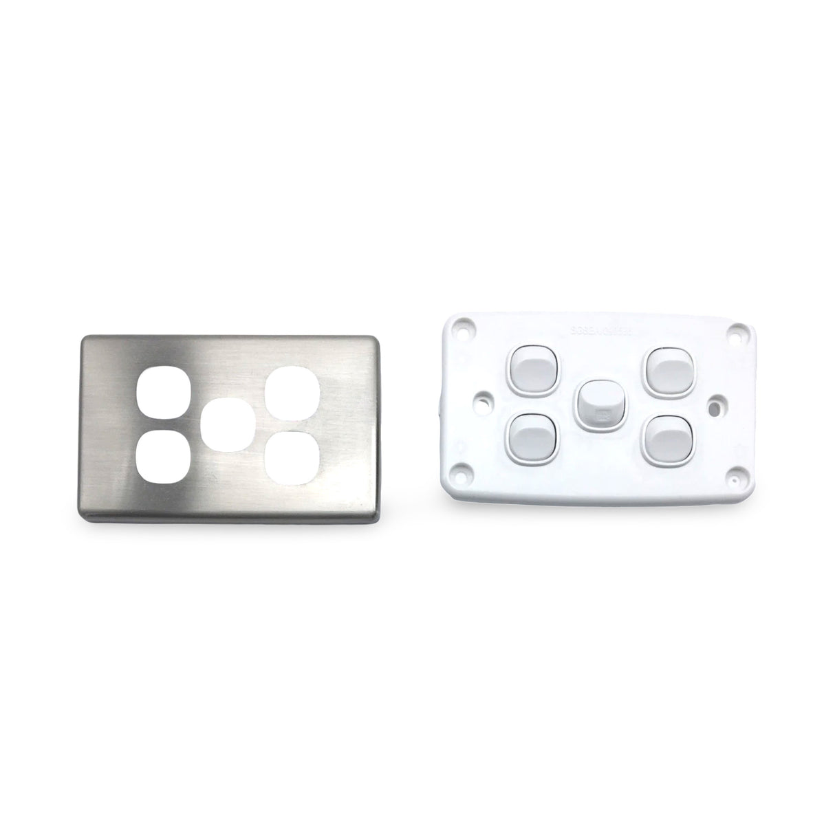 Slim Double GPO Outlet Light Switch Plate Silver Cover Metal Stainless Steel