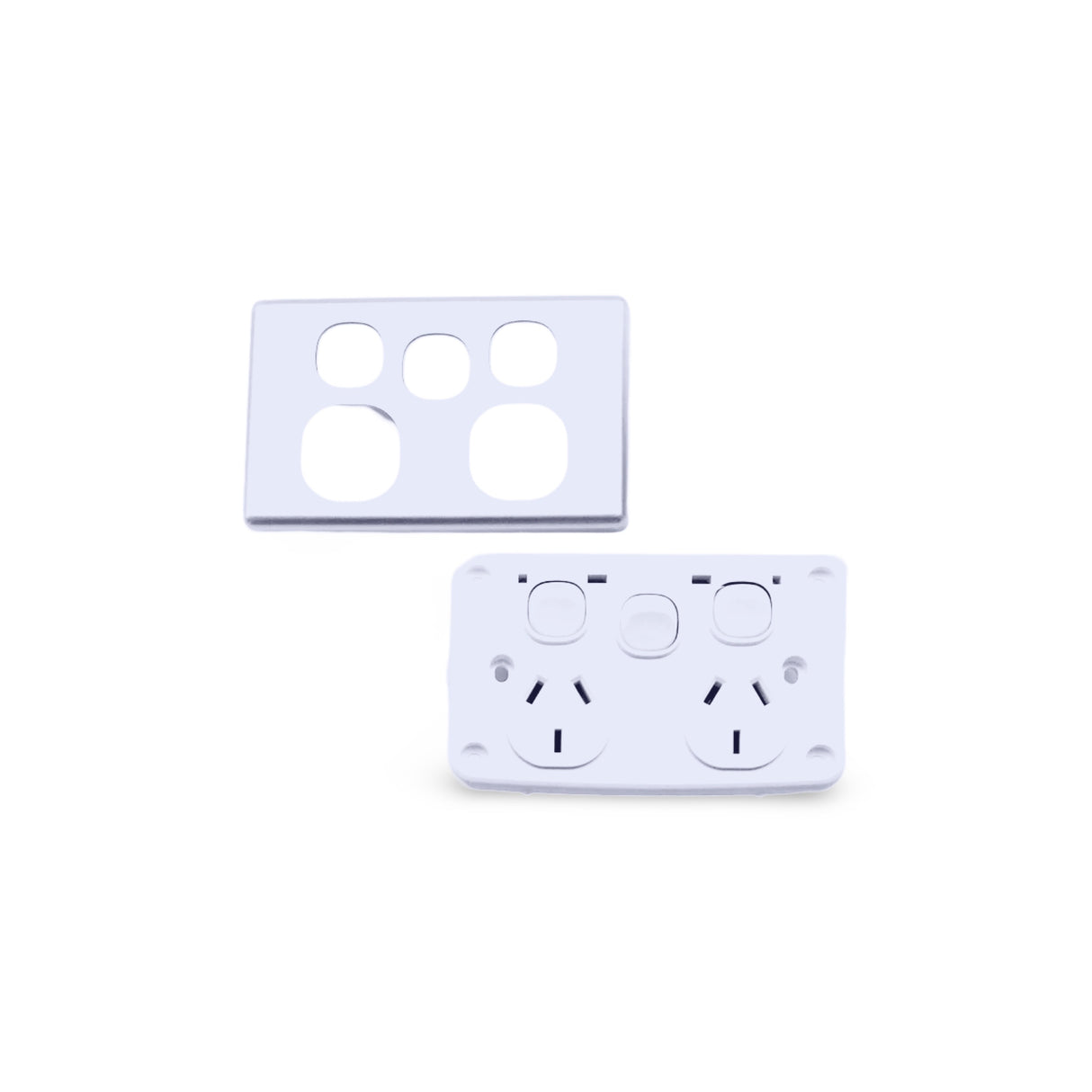 Slim Double GPO Outlet Light Switch Plate Silver Cover Metal Stainless Steel