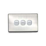 Slim Double GPO Outlet Light Switch Plate Silver Cover Metal Stainless Steel