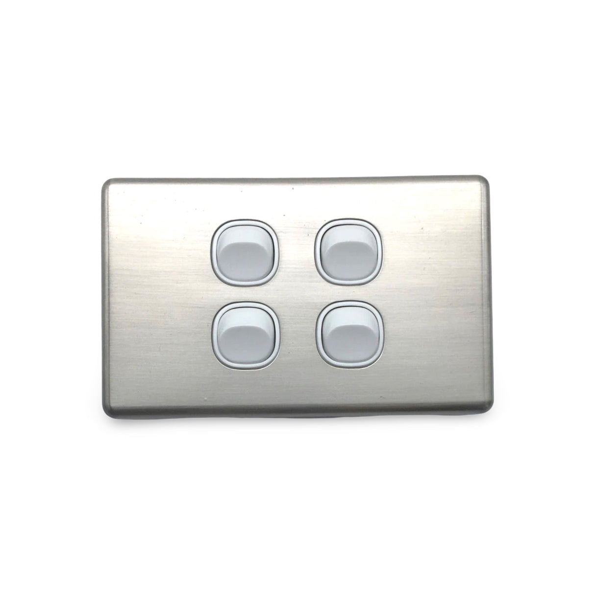 Slim Double GPO Outlet Light Switch Plate Silver Cover Metal Stainless Steel