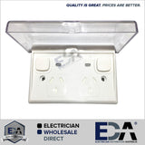 Weatherproof IP66 Double GPO Power Point & Neon Outside Outlet Outdoor CLEAR LID