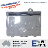 Weatherproof Double Power Point + Switch & Water Enclosure Lock Clear Lid GPO