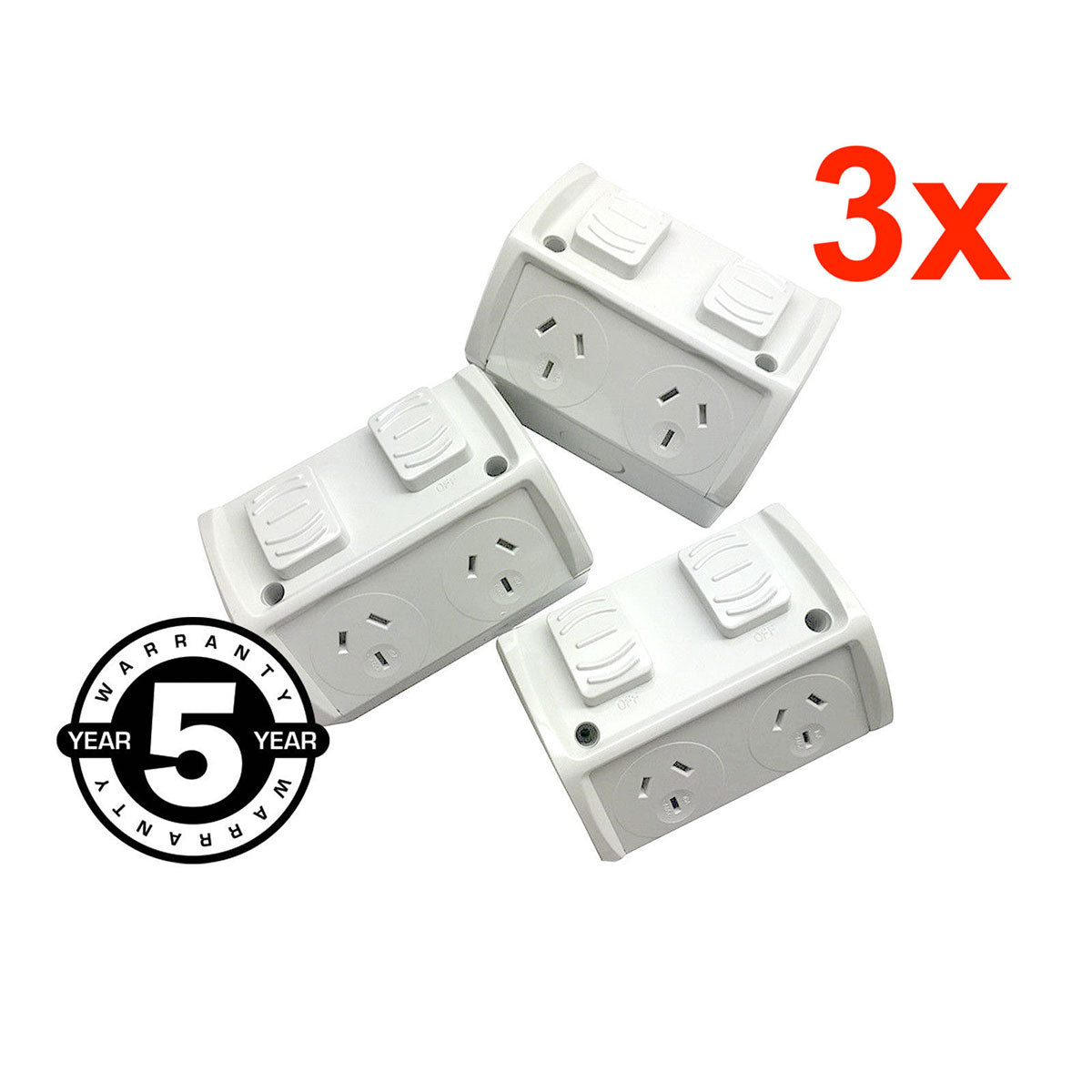 Water Proof Weatherproof External 3x Double Power Point GPO 10 Amp Socket DGPO